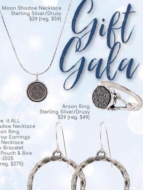 Grace Sterling Silver ring and matching necklace with Gray Drusy Centers